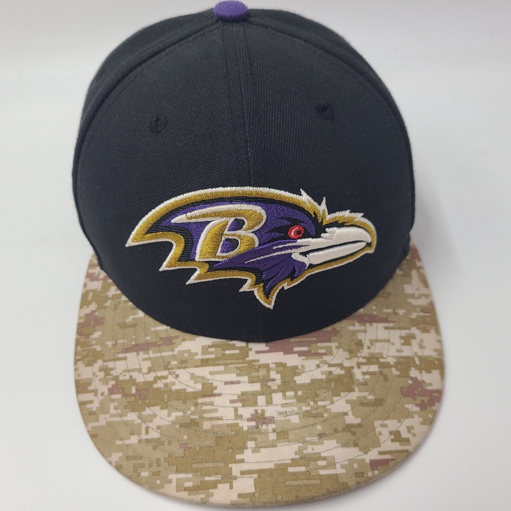 Baltimore Ravens Hat Fitted 7 1/8 New Era 59Fifty Black Camo Salute to Service